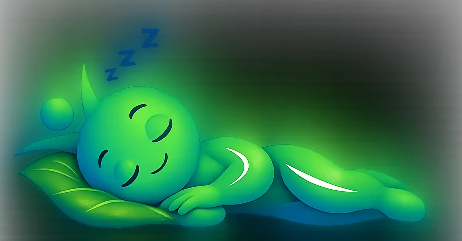 Sleeping Nong Matta resting on a leaf pillow